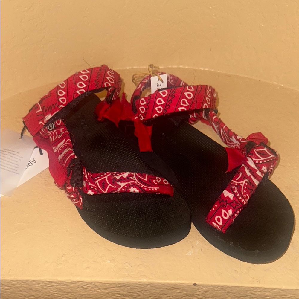 Red Bandana Print Sandals